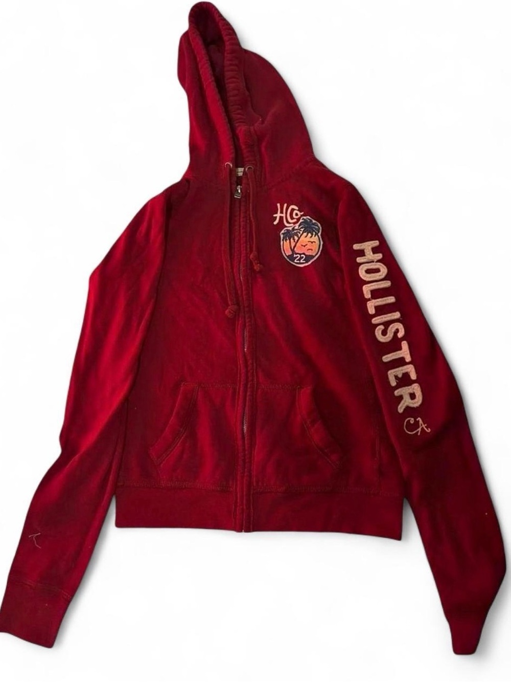 Vintage Y2K Hollister Red Full-Zip Hoodie Jacket